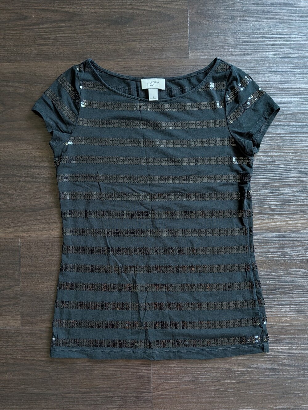 Ann Taylor Loft Black Sequin Going Out Top Small